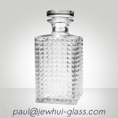 acheter Carafe en verre taillé diamant Super Flint, XO, brandy, Vodka, Liqueur, Gin, Rhum, Tequila, Whisky, Brandy, Bouteille en verre spiritueux avec bouchons en verre massif fabrication en ligne