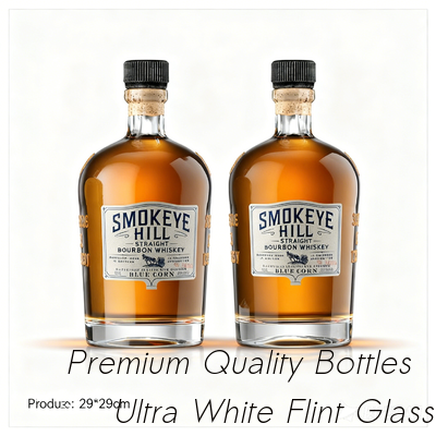 Bon prix Le whiskey de la meilleure qualité d'OEM met se givrer en bouteille de revêtement partiel superbe de fenêtre du silex ISO9001 en ligne